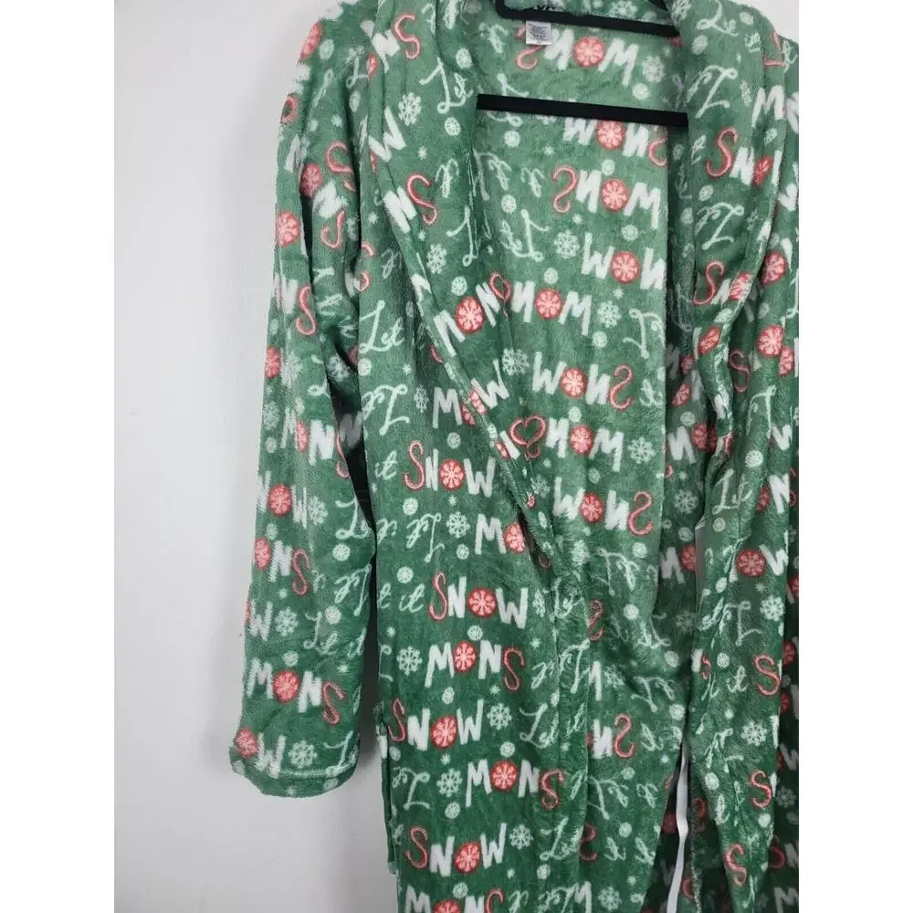 NYC Underground Super Soft Robe OS Womens Long Sleeve Green‎ Christmas Holiday